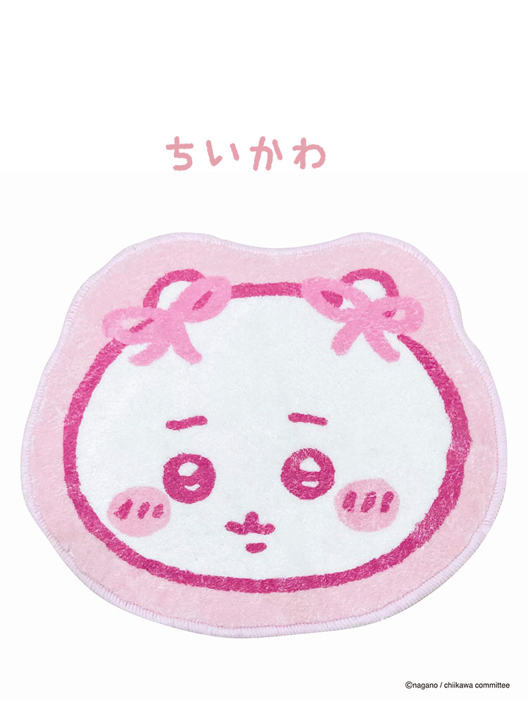 インテリアマット ちいかわ リボン ハチワレ うさぎ モモンガ 43×63cm