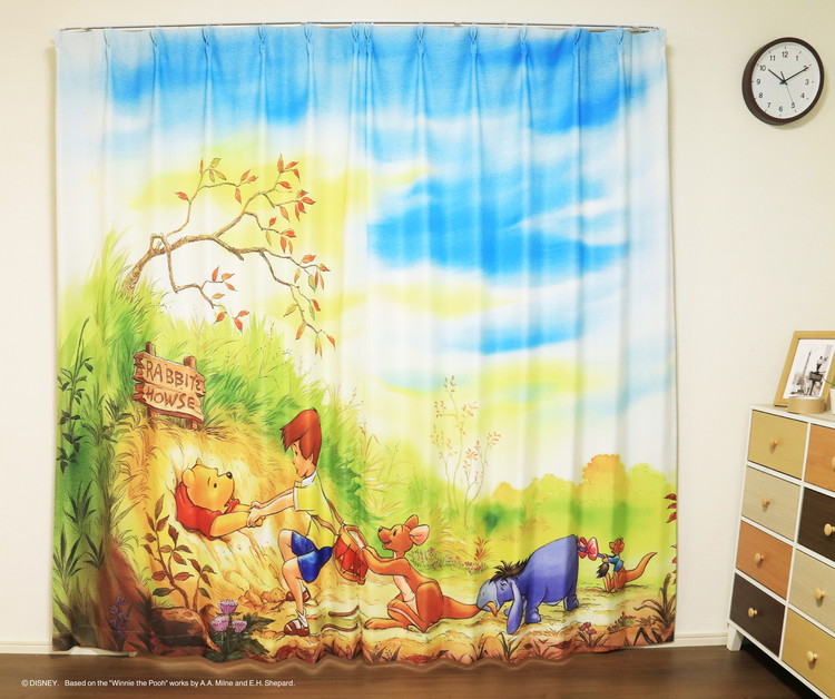 MORIPiLO ディズニー 遮光カーテン 幅100x110cm丈 2枚組 くまのプー