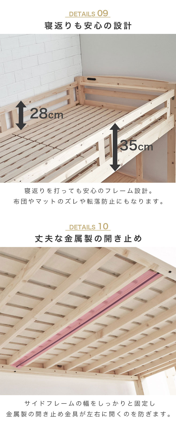 ロフトベッド ハイタイプ 階段 机付き デスク付き ベッド ベッド下 ロフトベッド ハイタイプ 階段 机付き デスク付き ベッド ベッド下