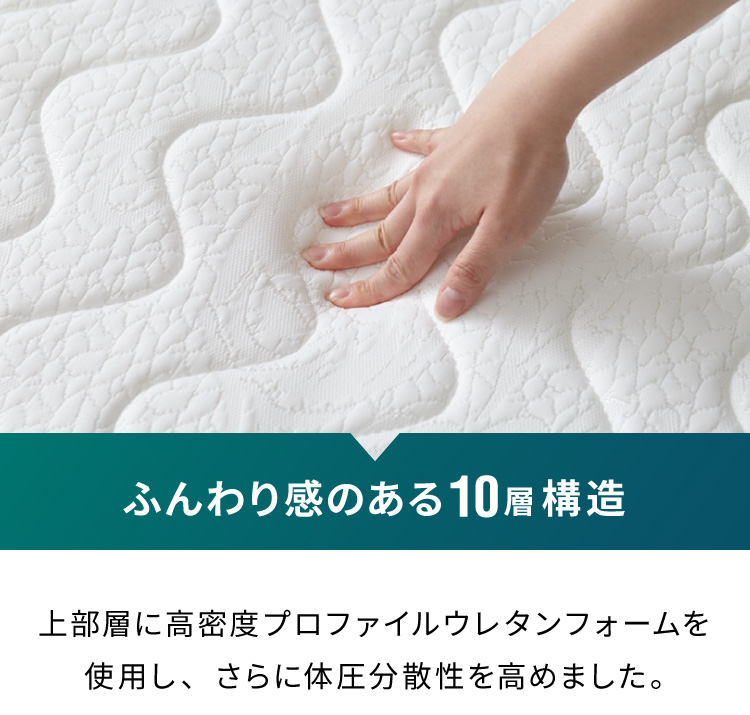 ダブル ポケットコイルマットレス 極厚21cm 672個 高反発 硬め ベット