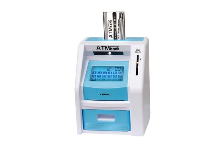 しゃべるATM型貯金箱 タッチパネルATMバンク 硬貨 貯金 小銭 お札