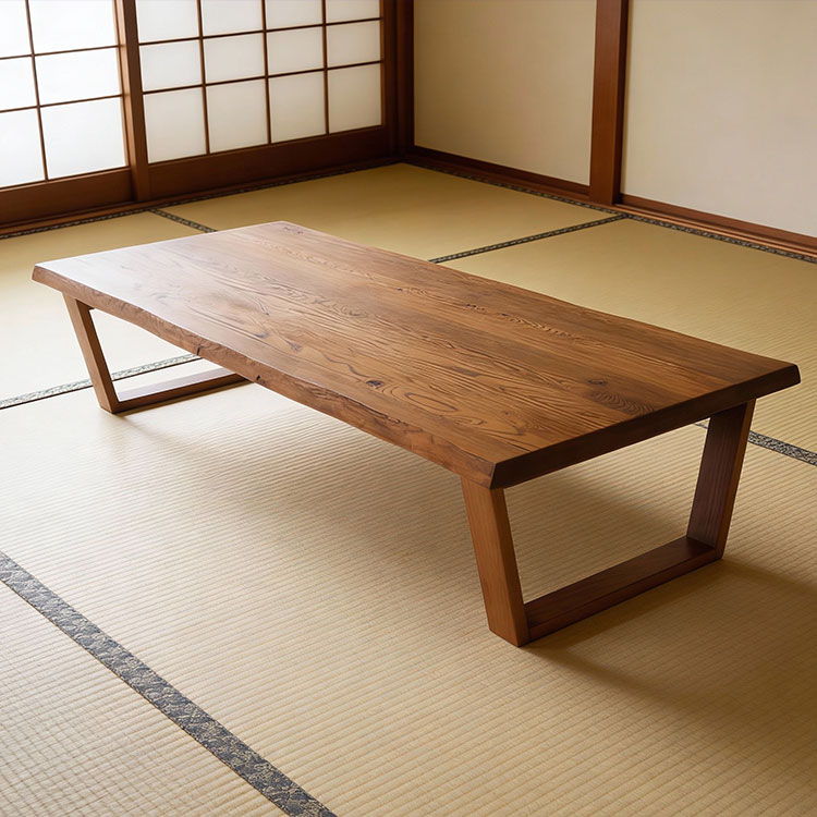 座卓 折りたたみ 幅180cm レッドオーク無垢材 ローテーブル センター