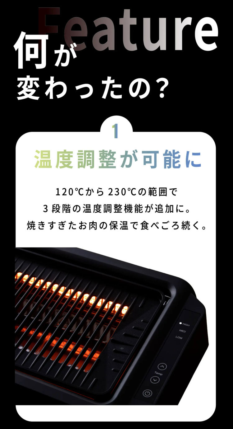 GLAMP 新型 超少煙グリルDX 遠赤外線 減煙 煙が少ない 煙が出にくい