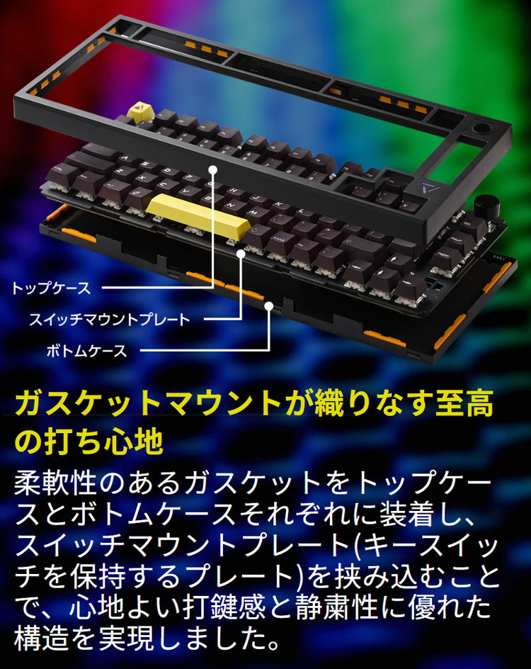 Nuphy Halo75 メカニカル キーキャップ付き、75% ホワイト ブラック