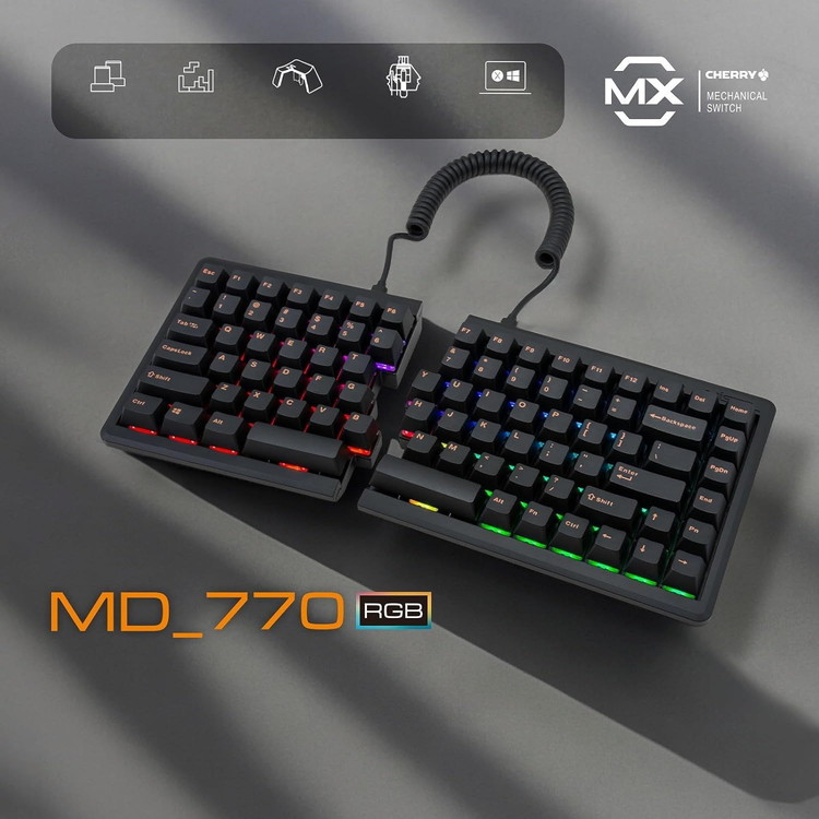 Barocco Mistel MD770 RGB 英語配列/茶軸 左右分離型 有線式