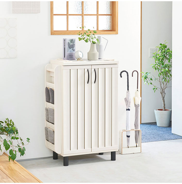 下駄箱　ホワイト シューズラック 引き出し付き 白井産業 下駄箱 シューズボックス 幅60cm 高さ103cm ホワイト