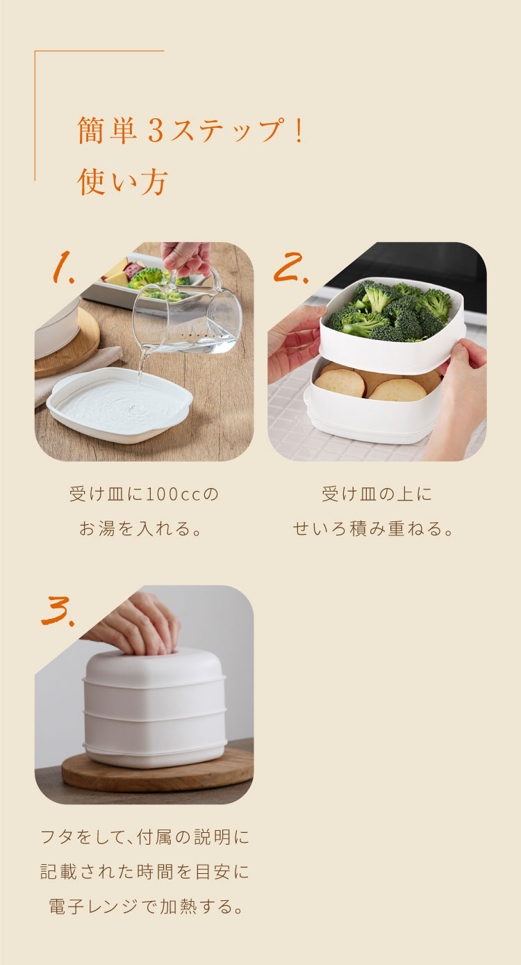 日本製 レンジで簡単 せいろ2段セット 2品同時調理 蒸し器 電子レンジ