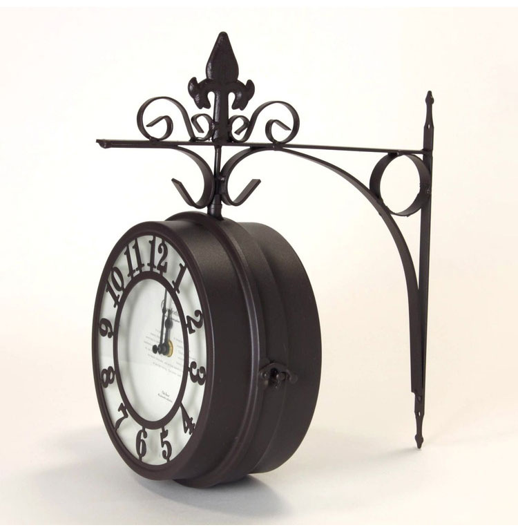 アイアン 壁掛け両面時計 直径30cm 壁掛け時計 両面時計 360度回転