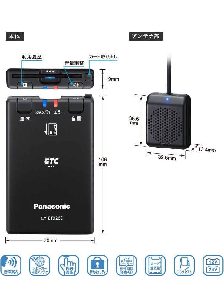 パナソニック ETC車載器 ETC1.0 CY-ET926D セットアップ無し 