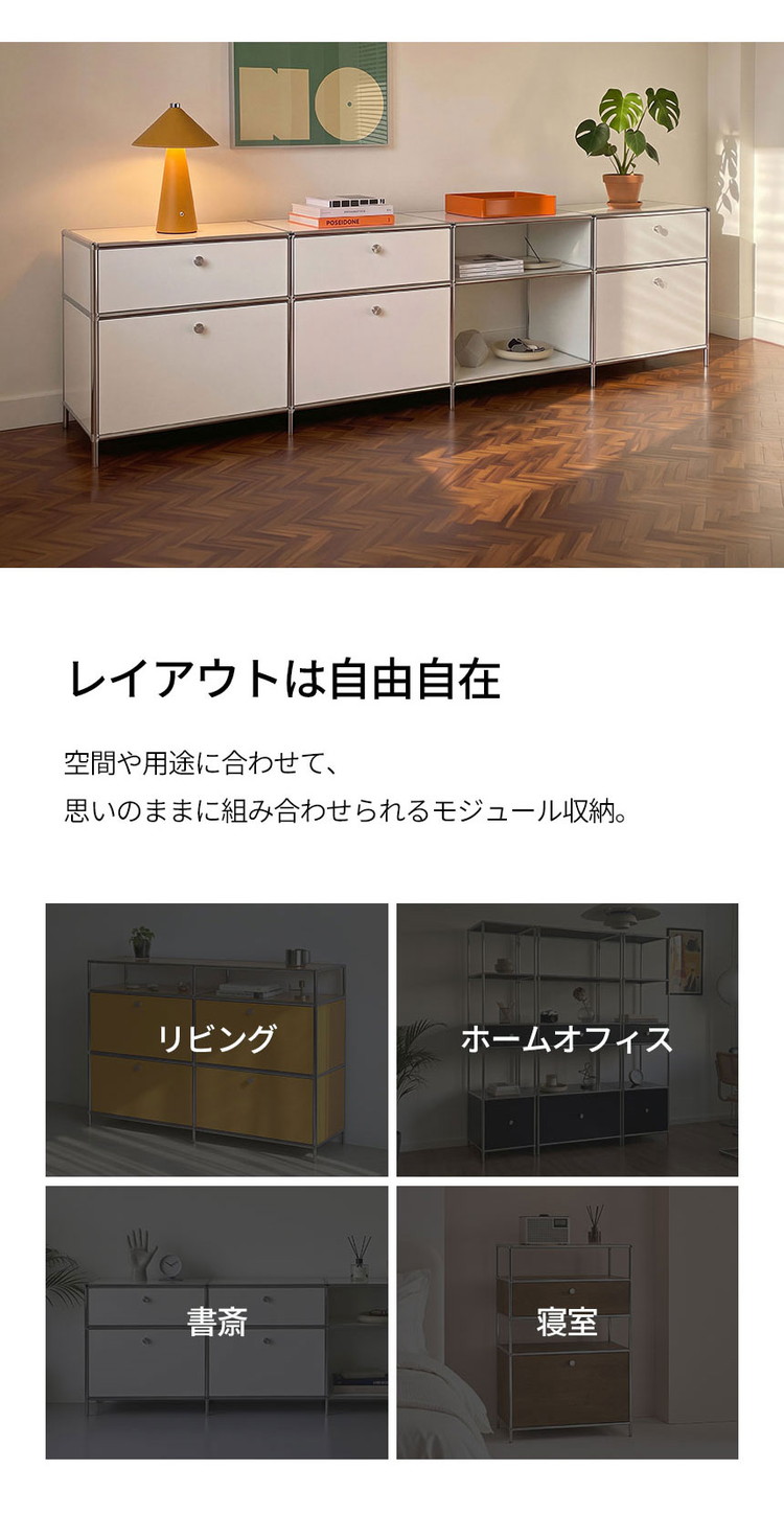 ステンレスモジュールキャビネット 60cm 2段 完成品 オールステンレス