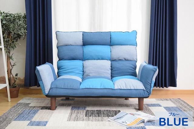 パッチワークカウチソファー 2人掛けソファー 北欧 ローソファー