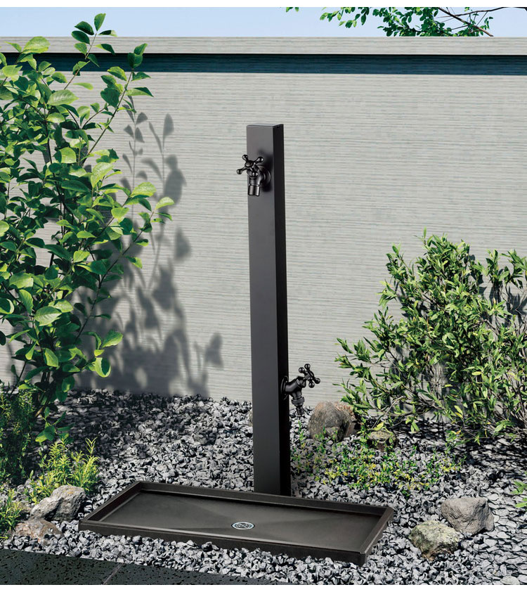 ガーデンパン ユニソン コルトパン レクタ ブラック 立水栓 水受け