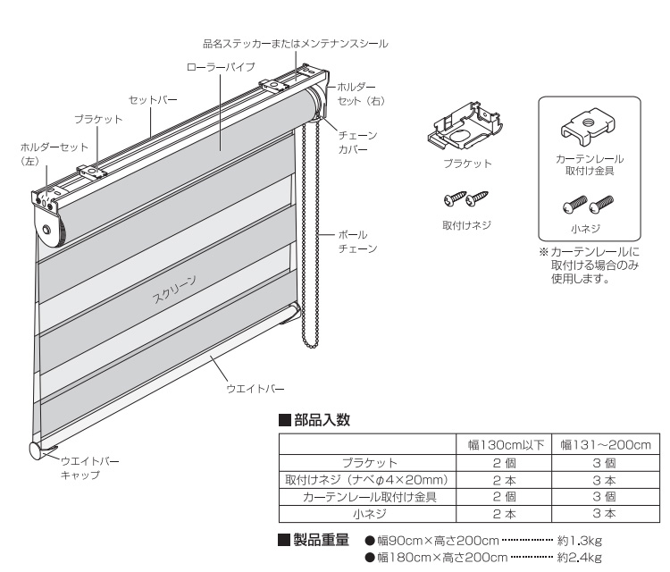 調光 ロールスクリーン 幅90×丈200cm 遮光 規格サイズ 4色展開 TOSO