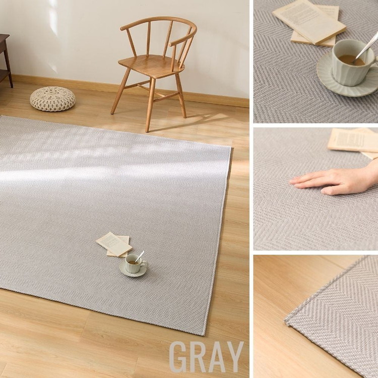 ヘリンボーン柄ラグ 180×180 cm グレー　新品未使用 滑り止め付き ヘリンボーン柄ラグ 180×180 cm グレー 新品未使用 滑り止め付き