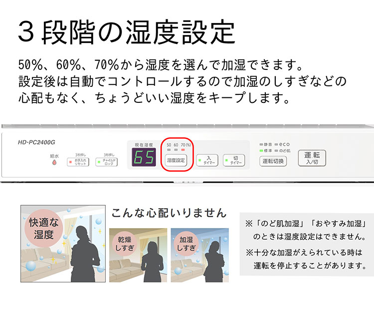 ダイニチ HD-PC2400G-W ハイブリッド式加湿器 日本製 木造和室40畳