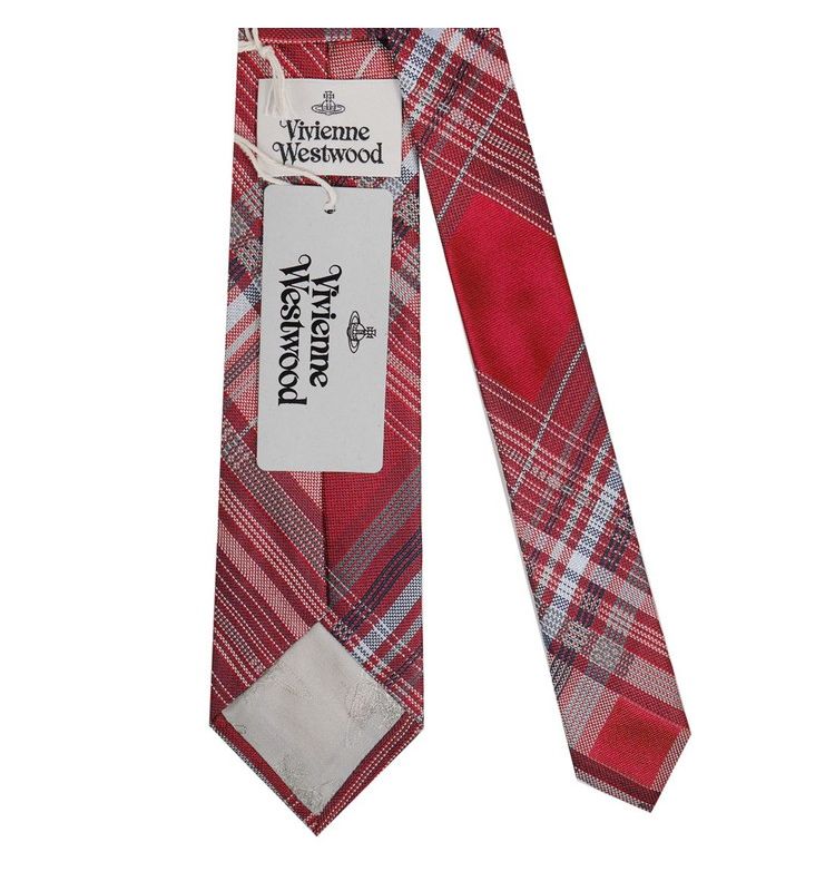 新品vivian westwoodシルク100%ネクタイ　チェック柄レッド系 Vivienne Westwood ヴィヴィアンウエストウッド ネクタイ レッド