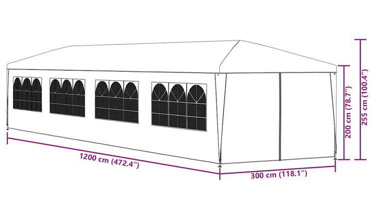 vidaXL ガーデンガゼボ風テント 3x12m ブルー ホーム&ガーデン 芝