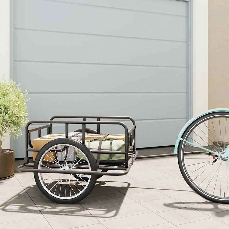vidaXL 自転車用トレーラー130x73x48.5 cm スチール製 ブラック