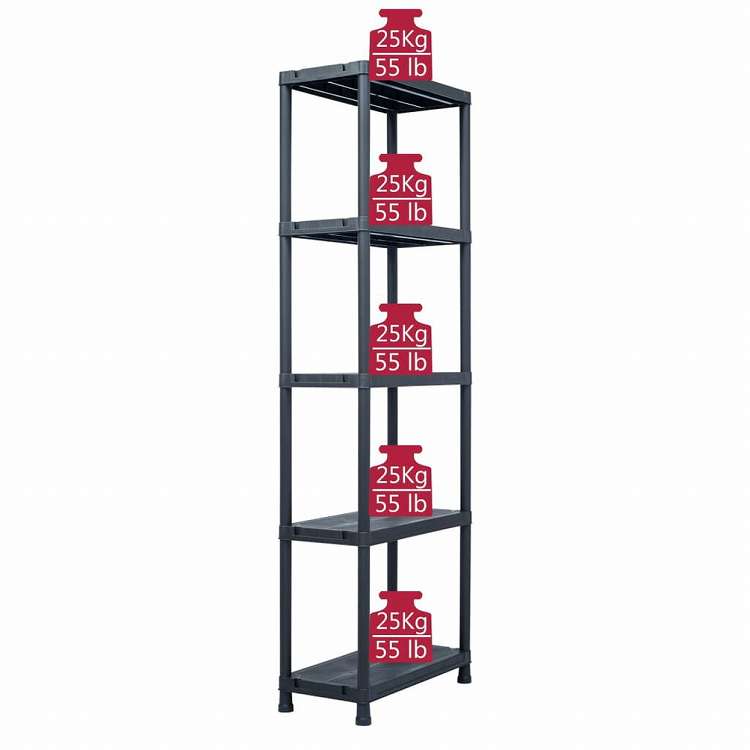 vidaXL 収納棚ラック ブラック 125kg 60x30x180cm プラスチック製