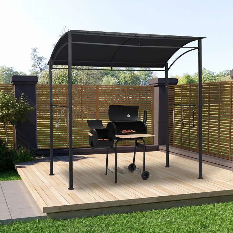 vidaXL BBQ用 ガゼボ 215x150x220cm アントラシート スチール製ホーム
