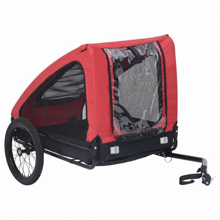 vidaXL 自転車用ペットトレーラー レッド ブラックAnimals Pet