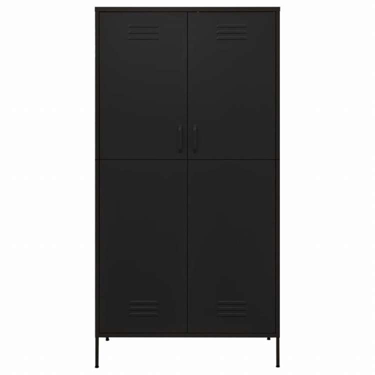 vidaXL 洋服ダンス ブラック 90x50x180 cm スチール家具 キャビネット