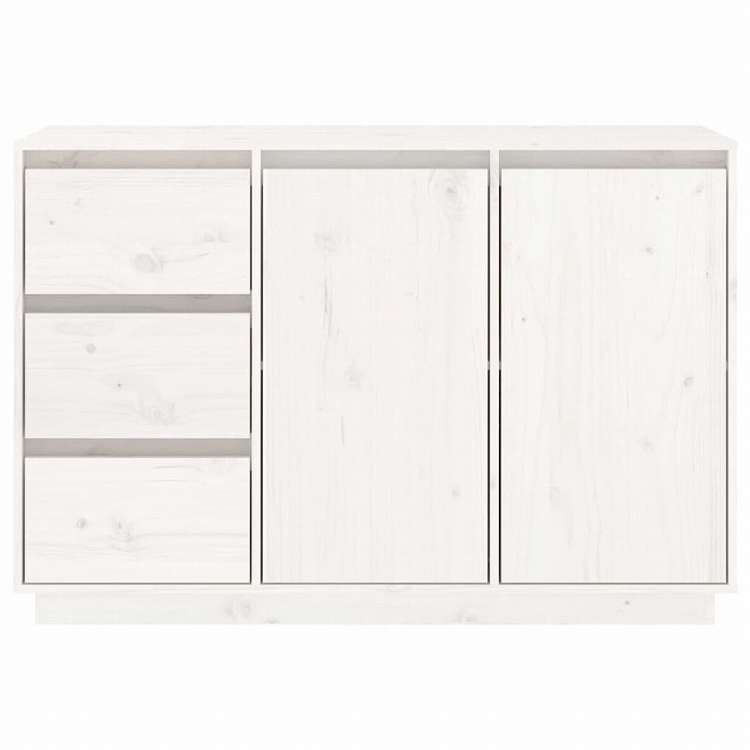 vidaXL サイドボード ホワイト 111x34x75 cm パイン無垢材家具