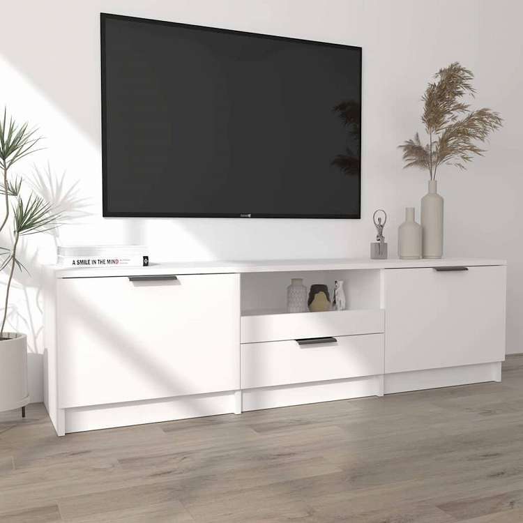 vidaXL TVキャビネット ホワイト 140x35x40 cm エンジニアードウッド