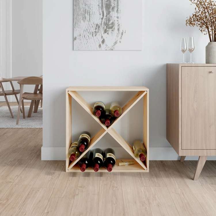 vidaXL ワインキャビネット 62x25x62 cm 無垢材 パイン材 家具