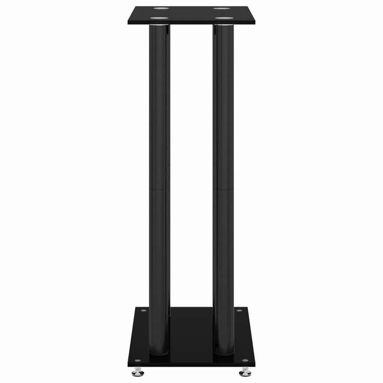 vidaXL スピーカースタンド 2個 ブラック 強化ガラス 4柱デザイン 電子