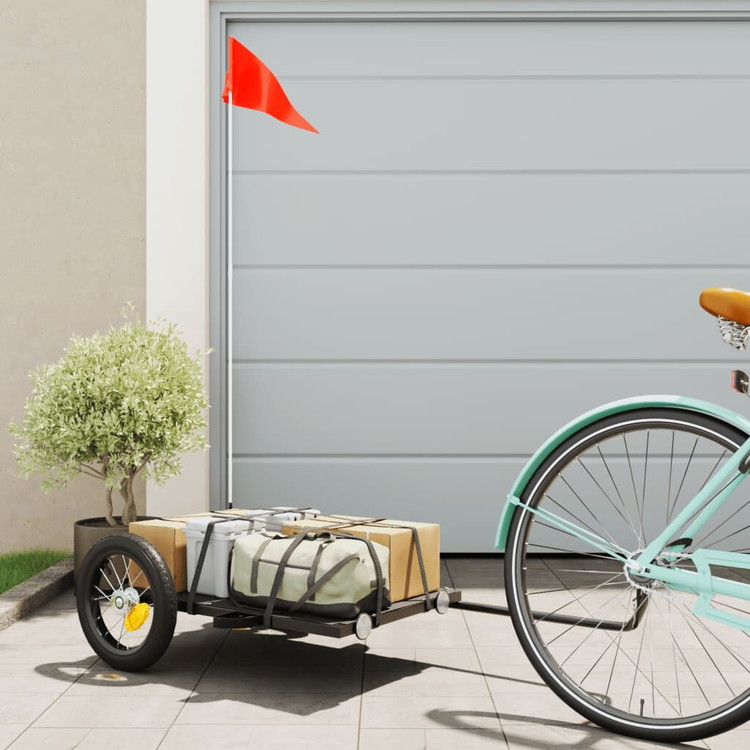 vidaXL 自転車用トレーラー ブラック 122x53x28 cm 鉄製スポーツグッズ