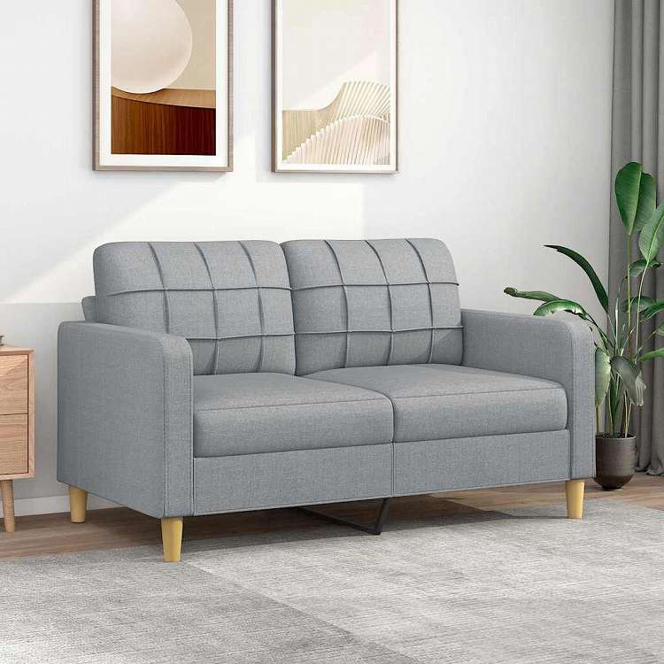 vidaXL 2人掛けソファ ライトグレー 140cm 布張り 家具 ソファ