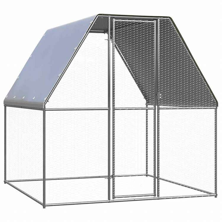 vidaXL 鶏小屋 シルバー グレー 2x2x2 m 亜鉛メッキ鋼動物 ペット用品