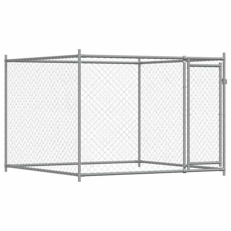 vidaXL 犬用ケージ ドア付き グレー 2x2x1.5 m 亜鉛メッキ鋼Animals