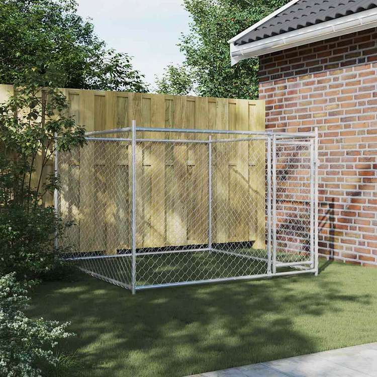 vidaXL 犬用ケージ ドア付き グレー 2x2x1.5 m 亜鉛メッキ鋼Animals