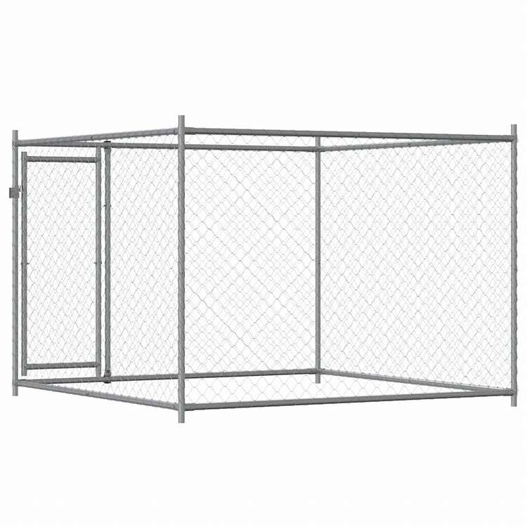 vidaXL 犬用ケージ ドア付き グレー 2x2x1.5 m 亜鉛メッキ鋼Animals