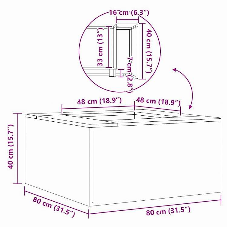 vidaXL ファイヤーピット ブラウン 80 x 40 cm 耐候性スチール ホーム