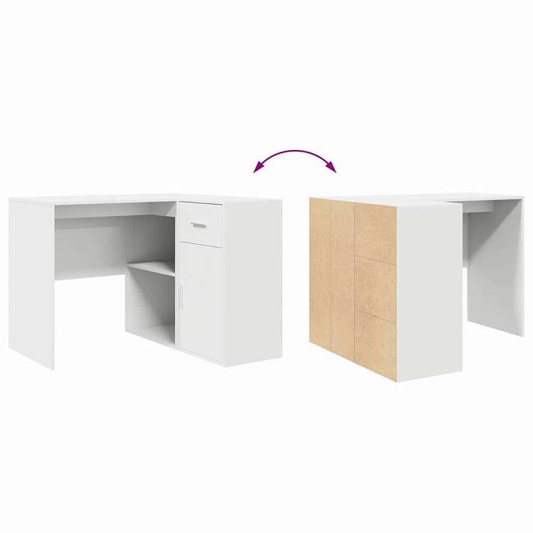 vidaXL コーナーデスク 引き出し付き ホワイト 102 x 88 75 cm 家具