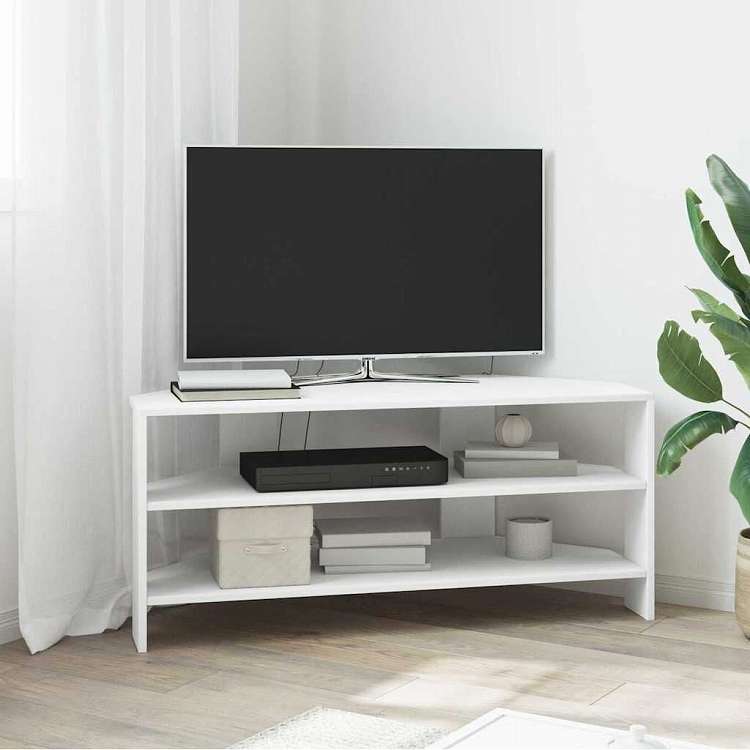 vidaXL コーナーTVキャビネット ホワイト 102x40.5x45cm