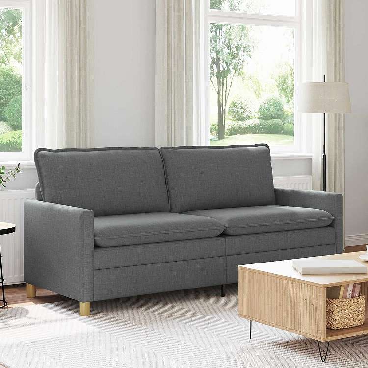 vidaXL ソファ ダークグレー 196 x 81 87.5 cm ファブリック家具