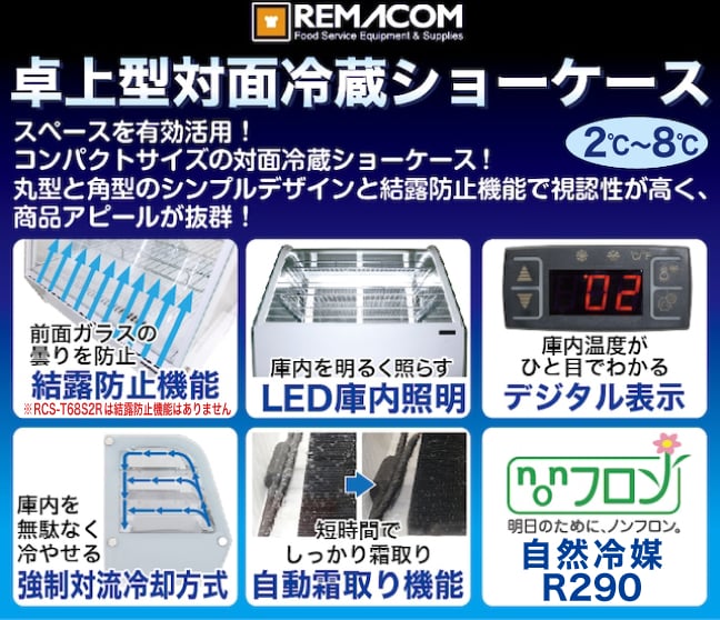 スペースを有効活用コンパクトサイズの対面冷蔵ショーケース