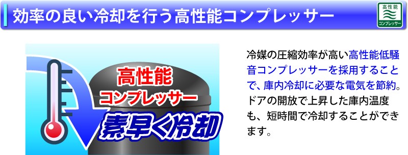高性能低騒音コンプレッサー搭載