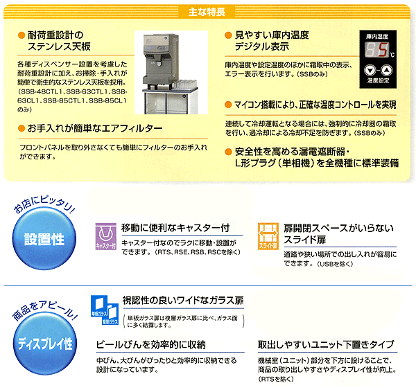 ホシザキ 冷蔵ショーケース 172リットル SSB-85CTL2 SSB-85DTL mm 小型 幅850×奥行450×高さ1080 旧型番