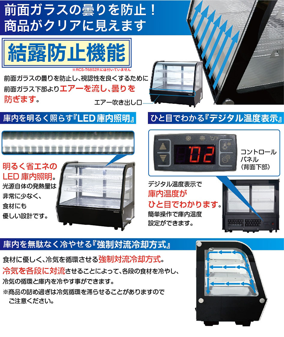 結露防止機能 LED庫内照明 強制対流冷却方式