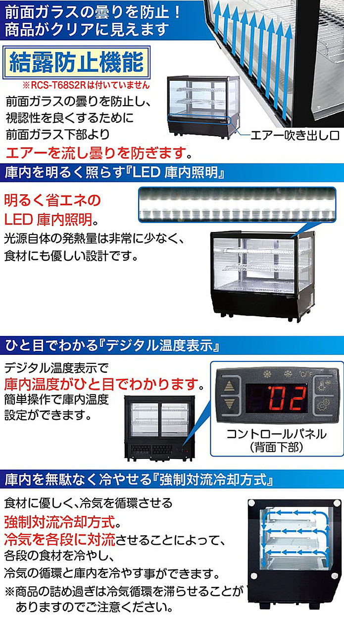 結露防止機能 LED庫内照明 強制対流冷却方式