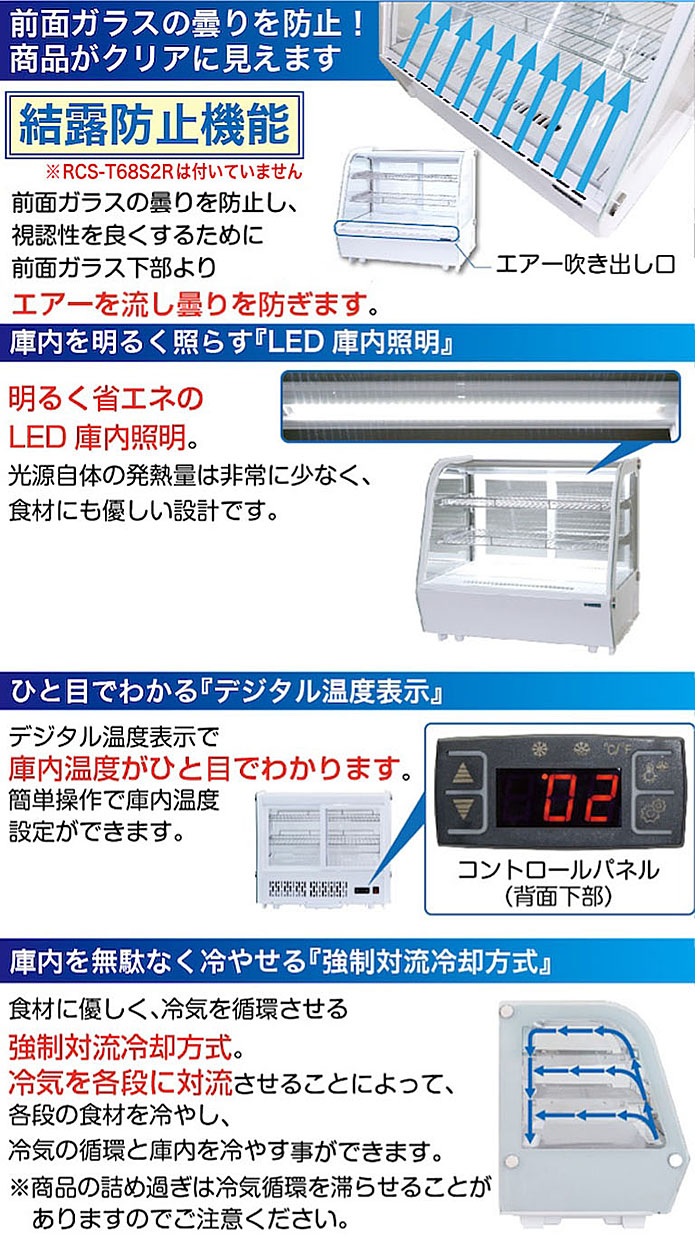 結露防止機能 LED庫内照明 強制対流冷却方式