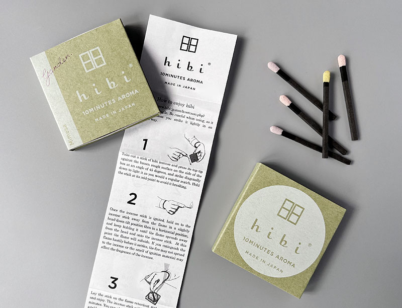 hibi garden. マッチ型お香スティック マット付 ( ヒビ ひび