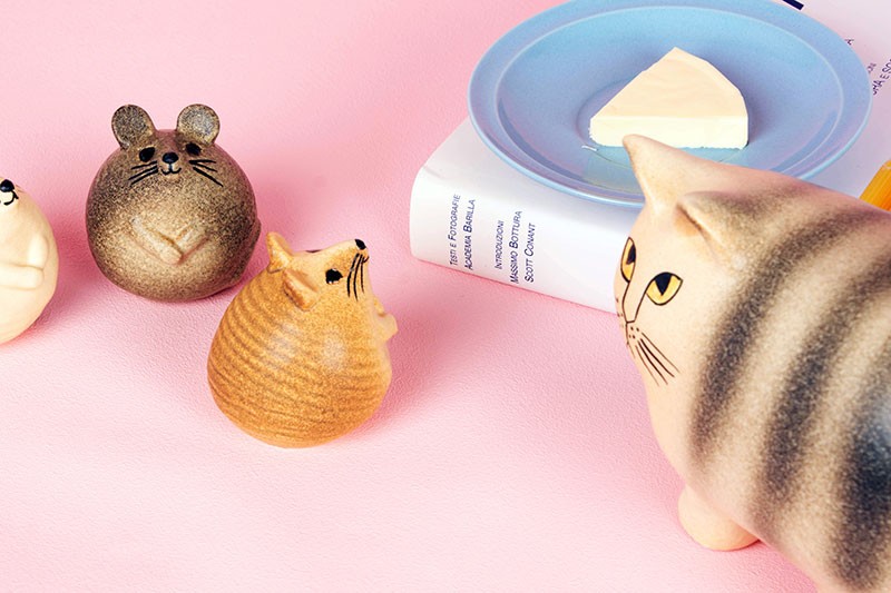 リサラーソン 3匹のねずみ (正規代理店品 置き物 オブジェ 陶器 ねずみ