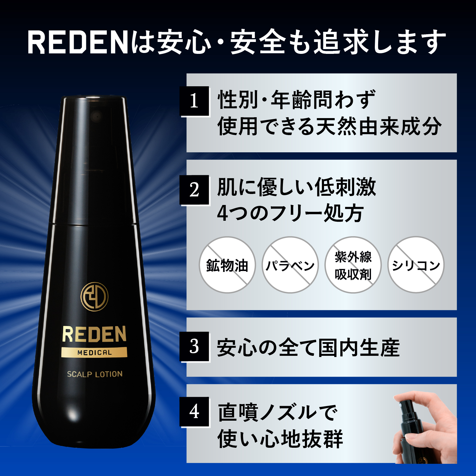 ★10時間以内発送★人気の育毛剤  スカルプローションリデン  新品未開封です♪ 楽天市場】【公式】 REDEN 【育毛剤＋メディカルスカルプ