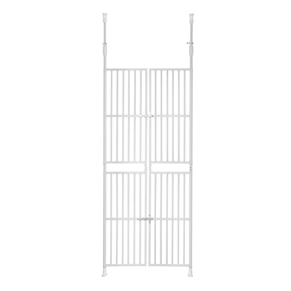 【5日限定で5%OFF割引】ペット高さ調節対応 191〜255cm ドア ケージ 留守番 ネコ フェンス 脱走防止 猫用 多頭飼い スチール ペットケージ 【ホワイト】y2